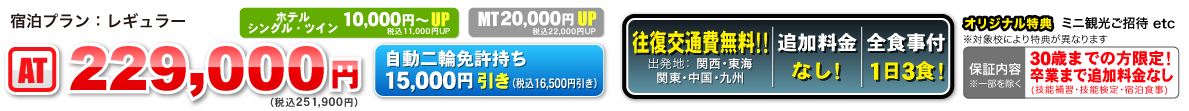 宿泊プラン：レギュラー　AT 229,000円