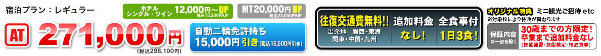 宿泊プラン：レギュラー　AT 271,000円